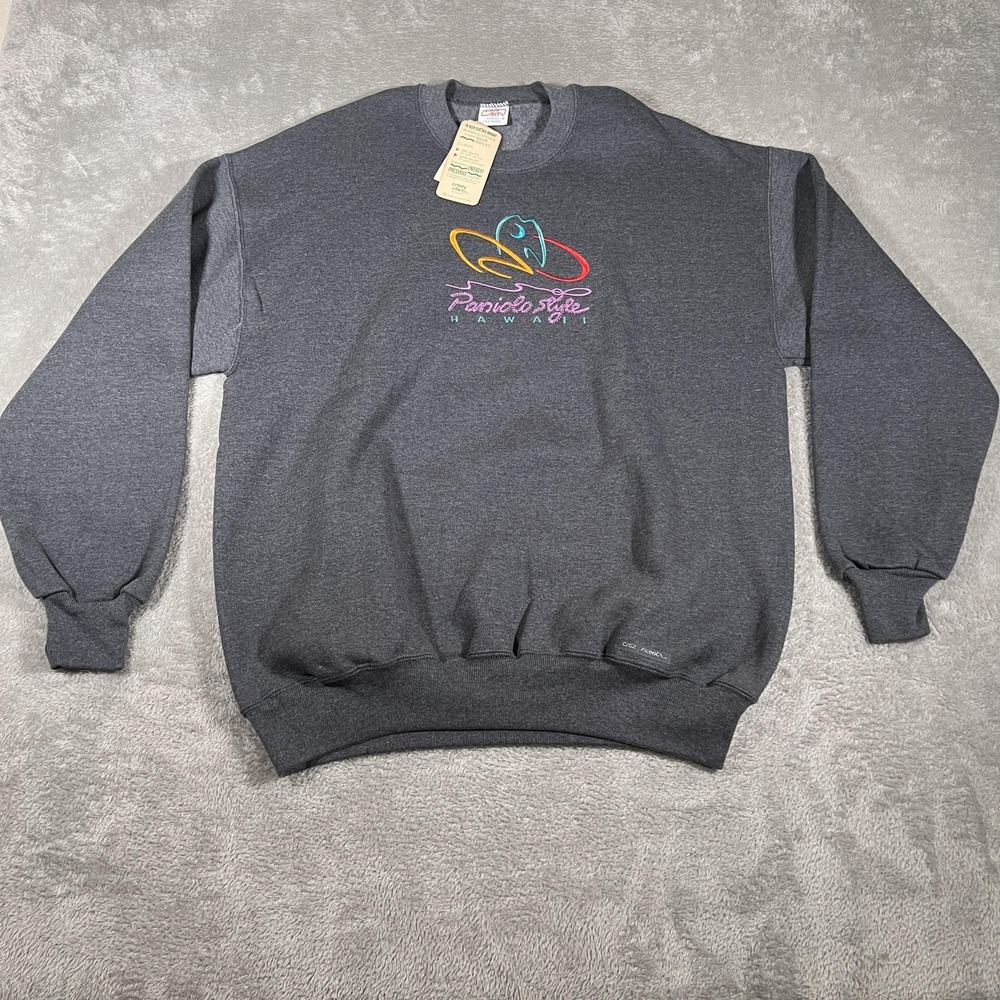 Vintage Crazy Shirts Sweatshirt Men XL Gray Paniolo‎ Style Hawaii Crewneck 90s